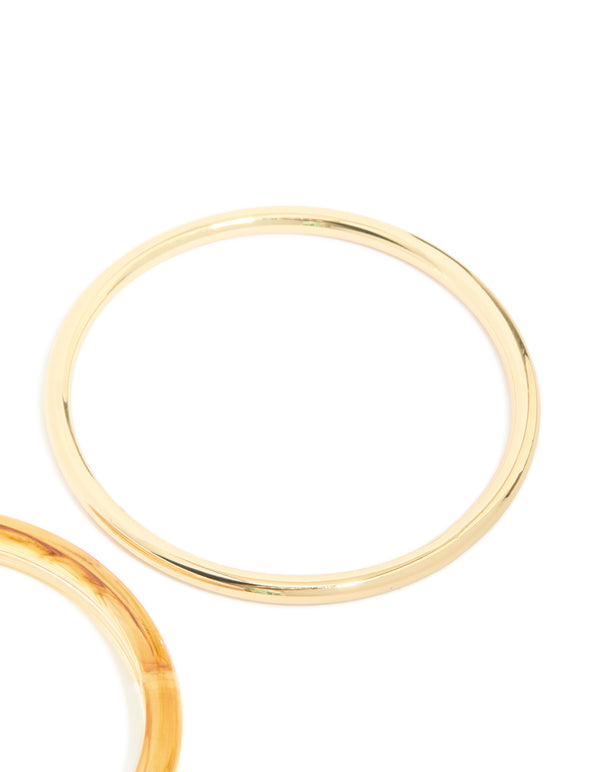 Gold Plated & Acrylic Bangles 2-Pack