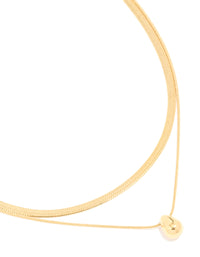 Waterproof Gold Plated Stainless Steel Snake Chain & Pebble Layered Necklace - link has visual effect only