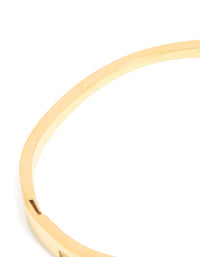 Waterproof Gold Plated Stainless Steel Diamante Roman Numeral Hinged Bangle - link has visual effect only