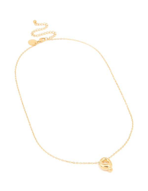 Waterproof Gold Plated Stainless Steel Large Bubble Letter Q Necklace