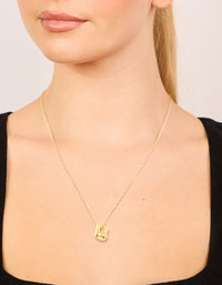 Waterproof Gold Plated Stainless Steel Large Bubble Letter U Necklace - link has visual effect only