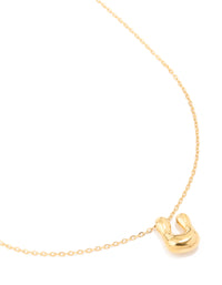 Waterproof Gold Plated Stainless Steel Large Bubble Letter U Necklace - link has visual effect only