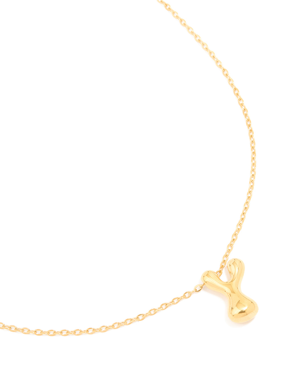 Waterproof Gold Plated Stainless Steel Large Bubble Letter Y Necklace
