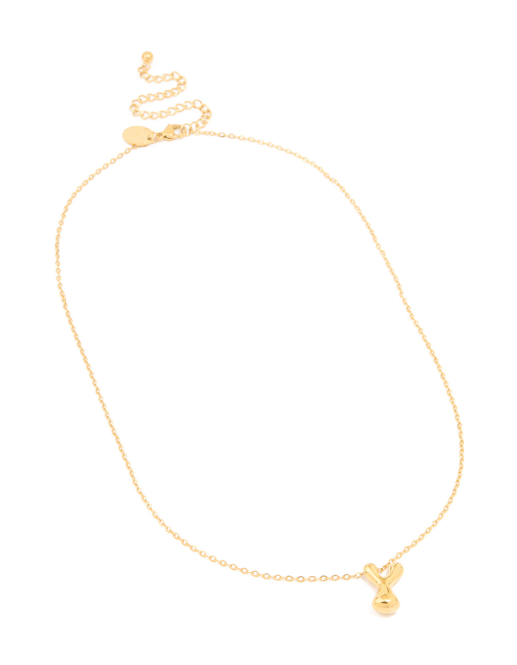 Waterproof Gold Plated Stainless Steel Large Bubble Letter Y Necklace