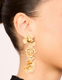 Gold Molten & Pearl Flower Drop Earrings - link has visual effect only