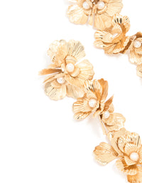 Gold Molten & Pearl Flower Drop Earrings - link has visual effect only