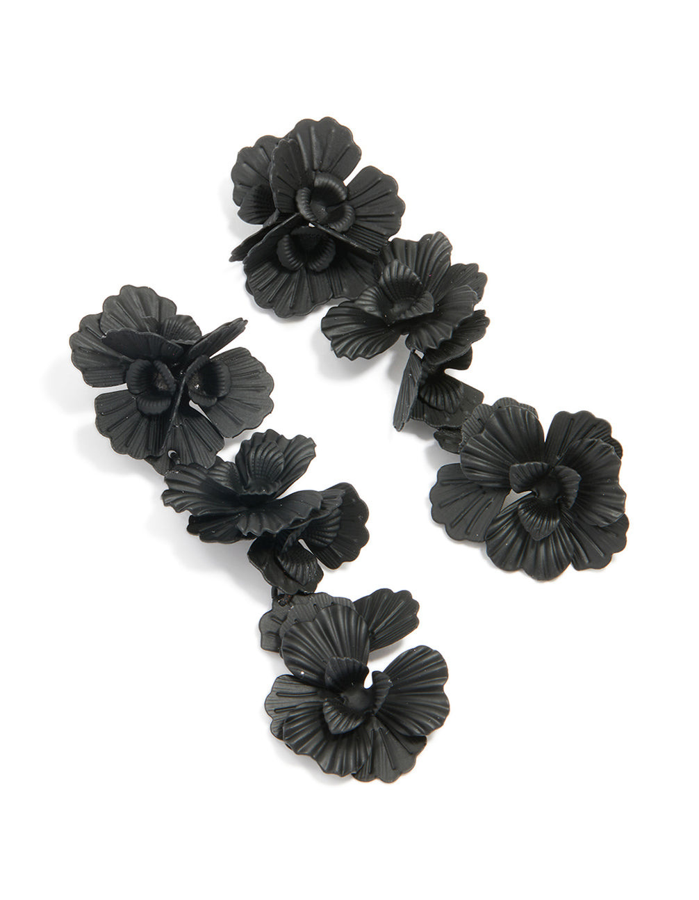 Black Coated Metal Floral Drop Earrings