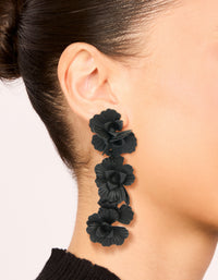 Black Coated Metal Floral Drop Earrings - link has visual effect only