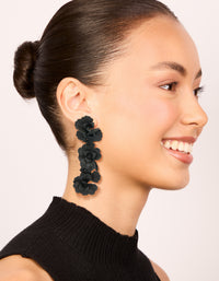 Black Coated Metal Floral Drop Earrings - link has visual effect only