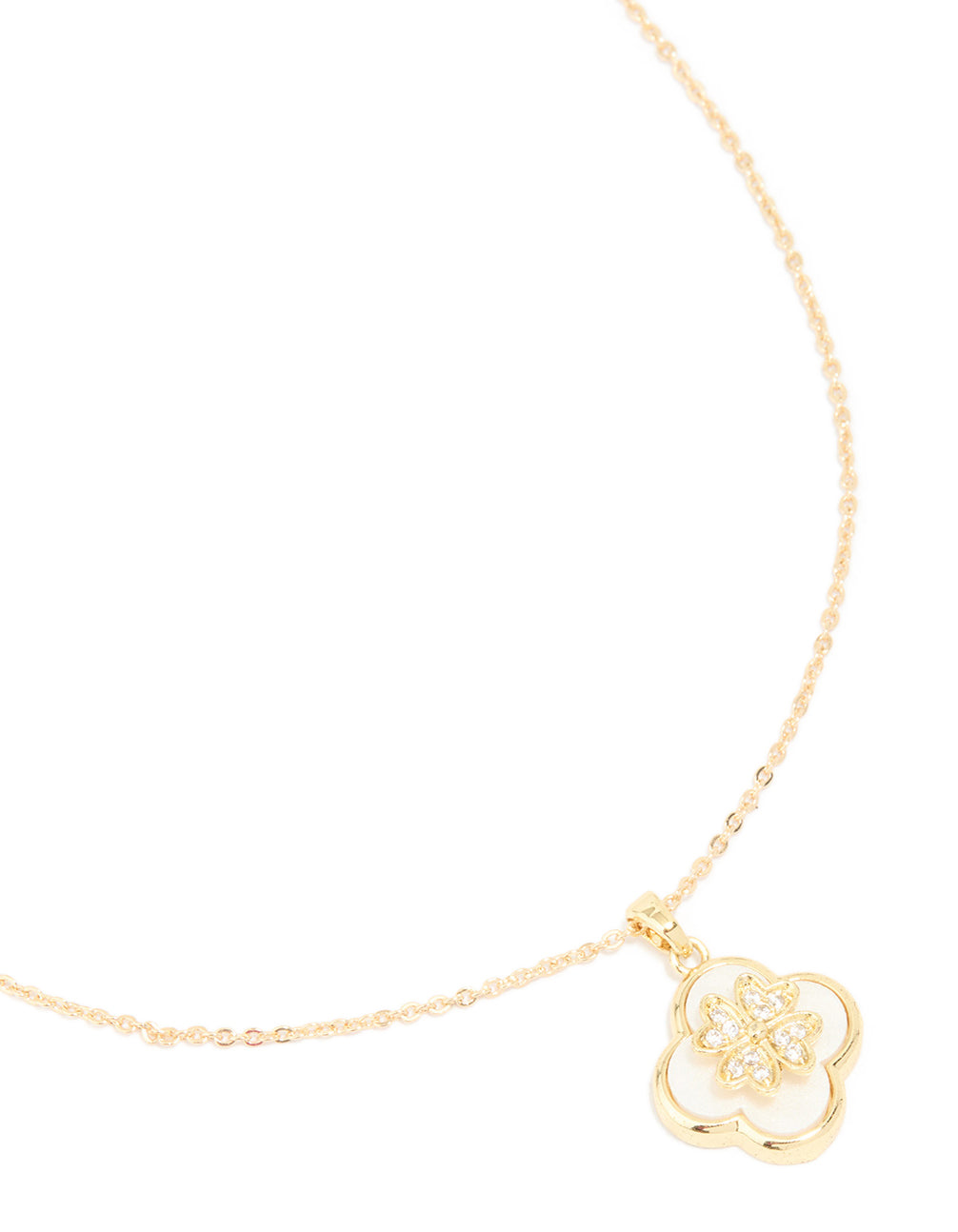 Gold Spinning Clover Pendant Necklace