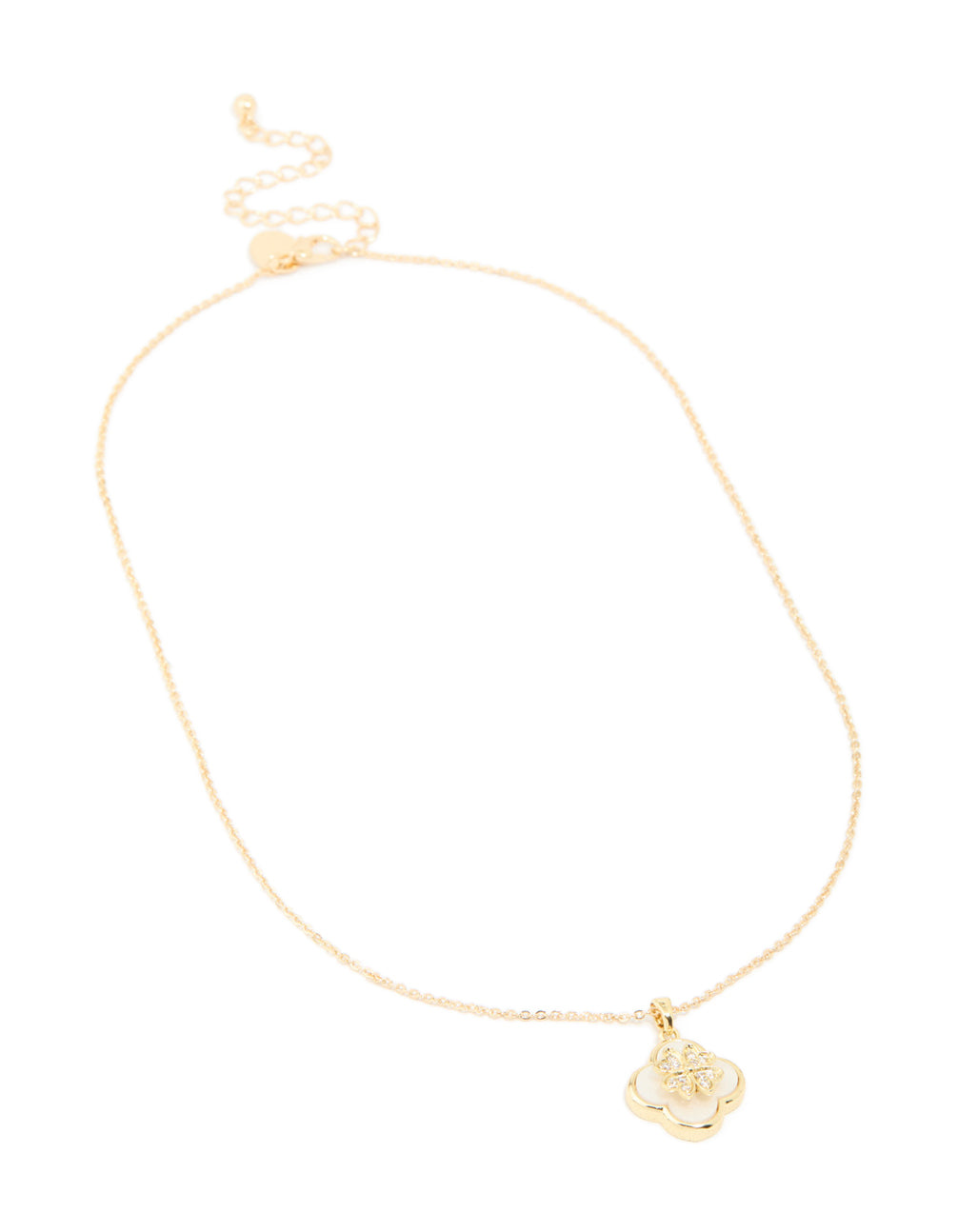 Gold Spinning Clover Pendant Necklace
