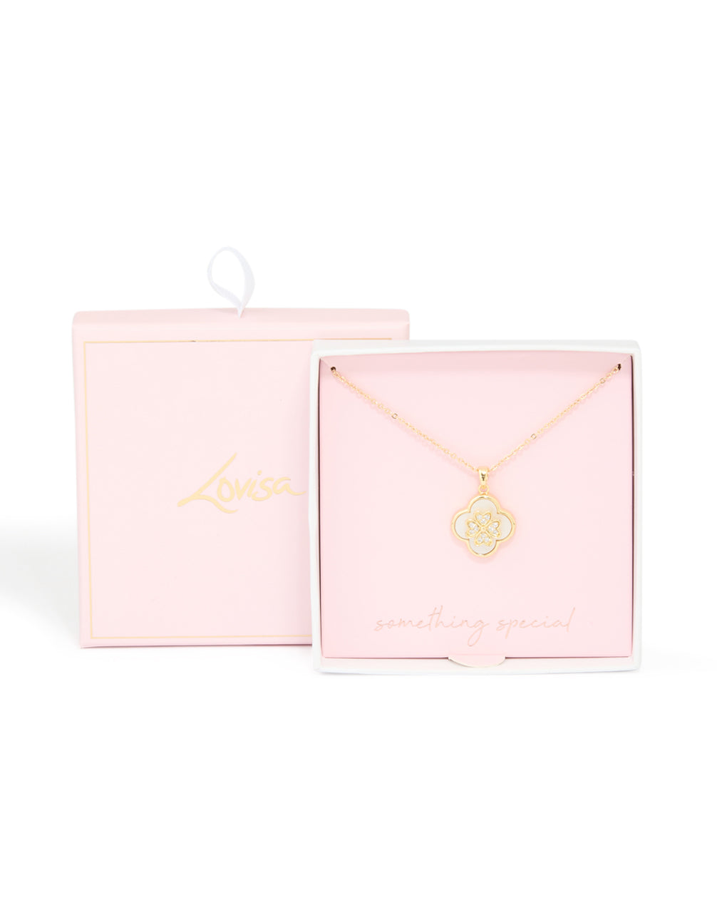 Gold Spinning Clover Pendant Necklace