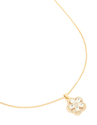 Gold Plated Diamante Flower Pendant Necklace - link has visual effect only