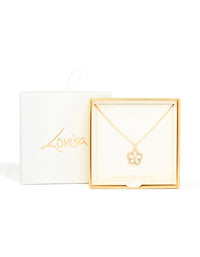 Gold Plated Diamante Flower Pendant Necklace - link has visual effect only