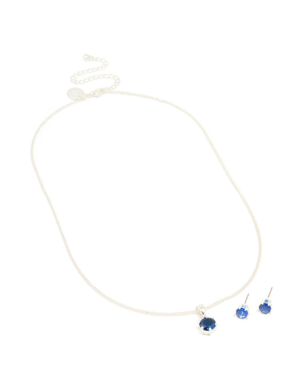 Silver Plated Blue Cubic Zirconia Necklace & Earrings Set