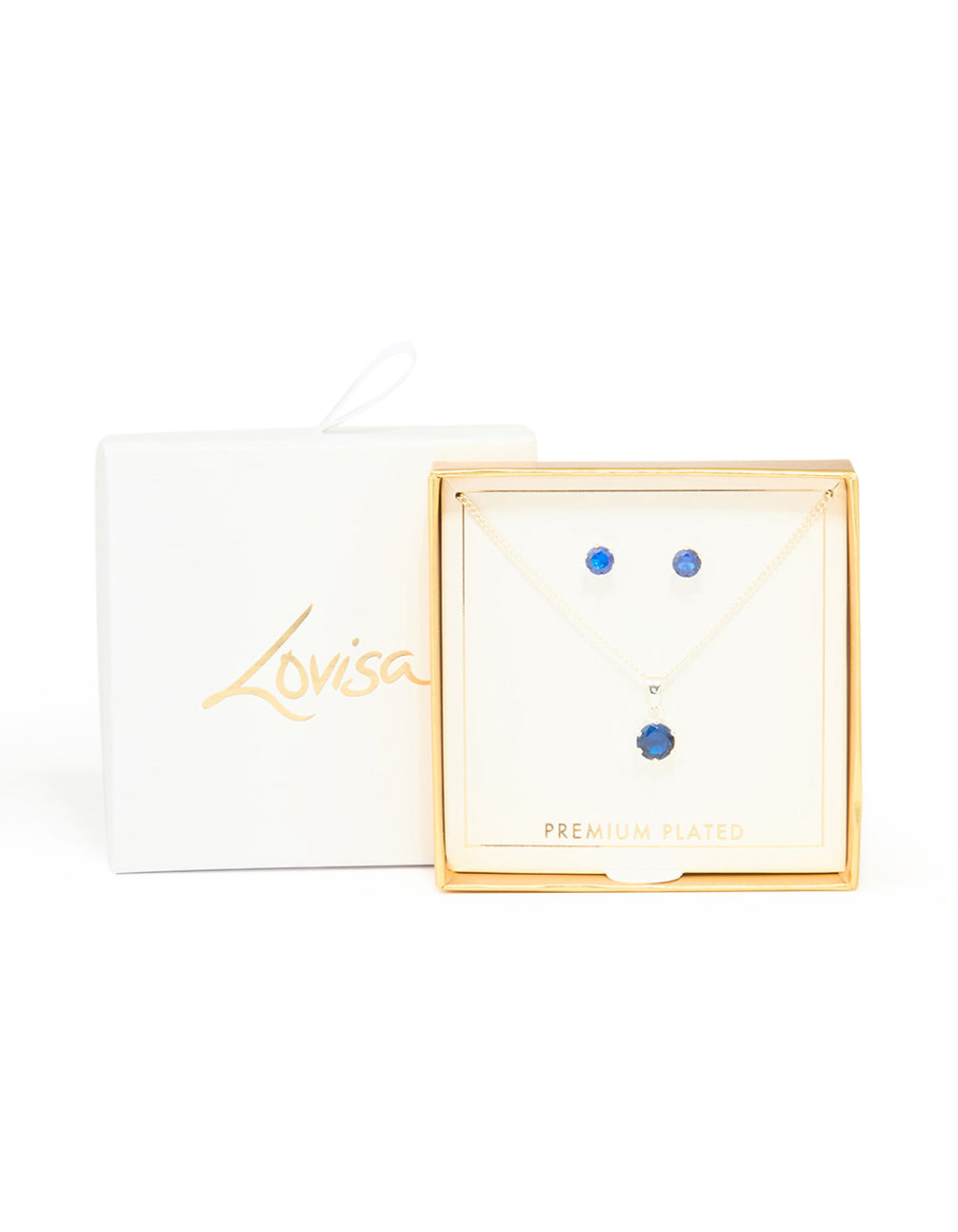 Silver Plated Blue Cubic Zirconia Necklace & Earrings Set