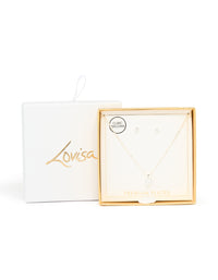 Silver Plated Cubic Zirconia Heart Necklace & Classic Stud Earrings Set - link has visual effect only