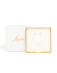 Silver Plated Double Heart Pendant Necklace & Heart Earrings Set - link has visual effect only