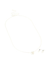 Silver Plated Oval Pendant Necklace & Earrings Set - link has visual effect only