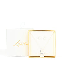 Silver Plated Twisted Circle Pendant Necklace & Earrings Set - link has visual effect only