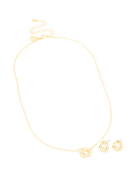 Gold Plated Knotted Necklace & Knotted Earrings Set - link has visual effect only