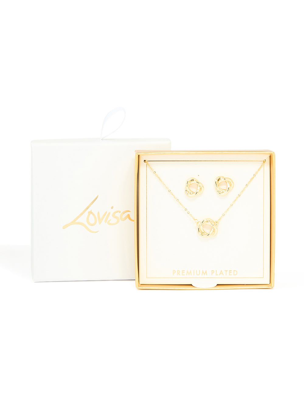 Gold Plated Knotted Necklace & Knotted Earrings Set