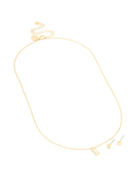 Gold Plated Baguette Pendant Necklace & Earrings Set - link has visual effect only