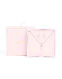 Silver Cubic Zirconia Solitaire Necklace & Earrings Set - link has visual effect only