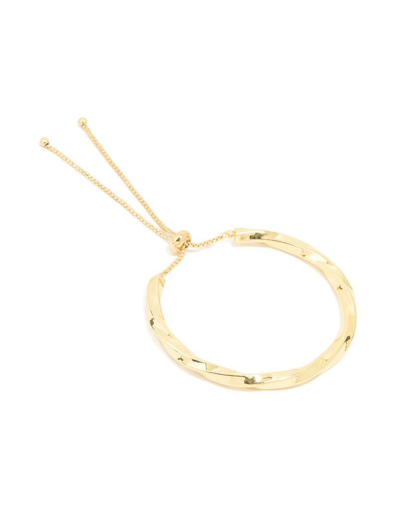 Gold Plated Twisted Toggle Bangle