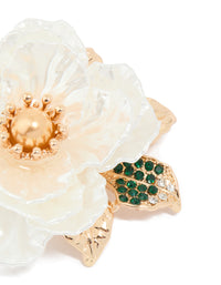 Gold White Flower Brooch - link has visual effect only