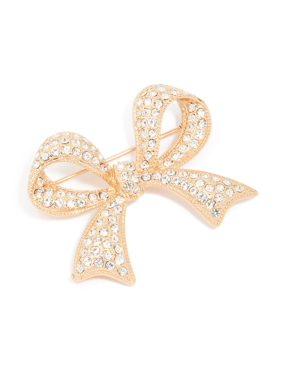 Gold Diamante Cluster Bow Brooch
