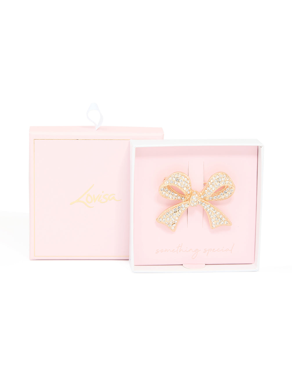 Gold Diamante Cluster Bow Brooch
