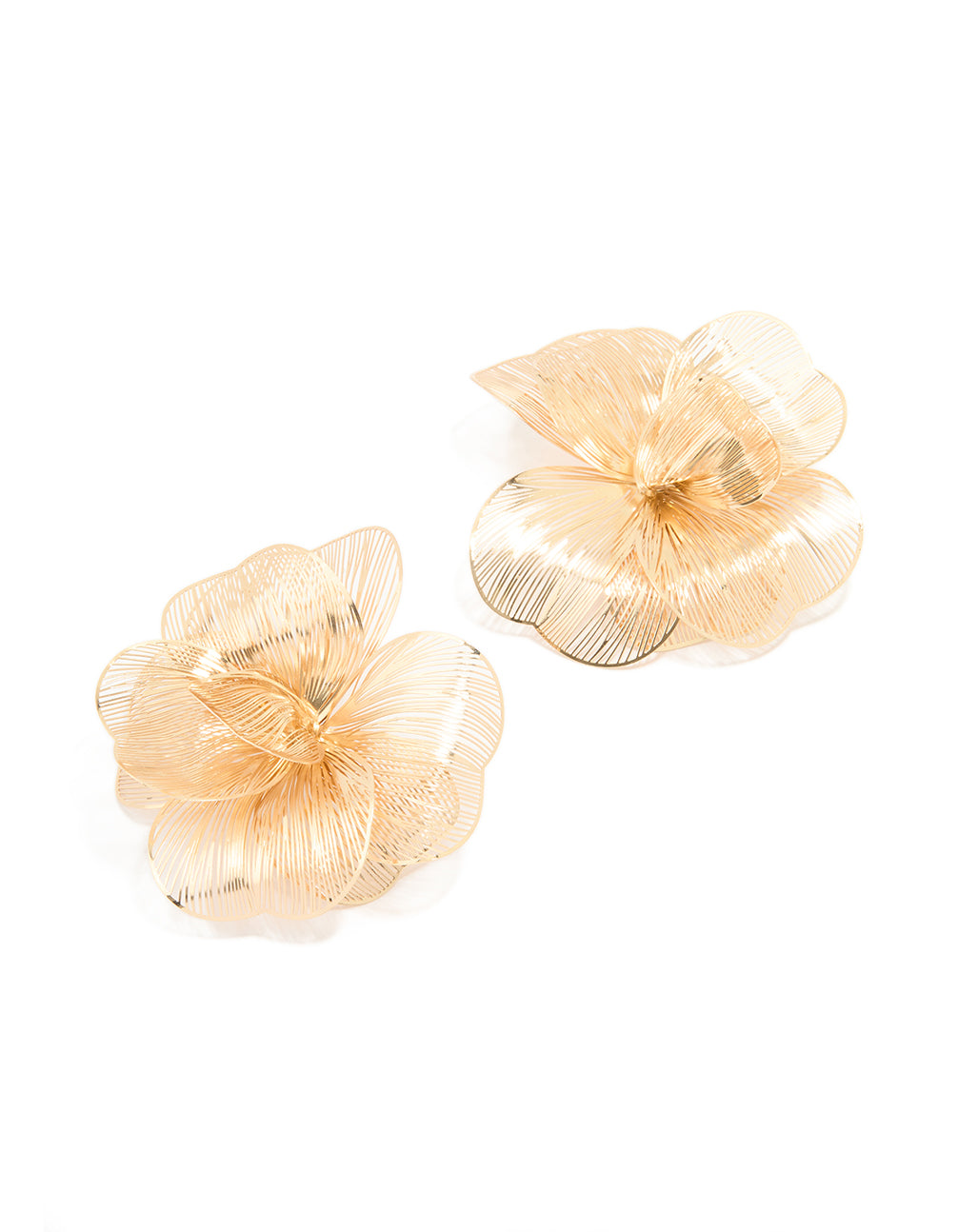 Gold Plated Laser Cut Full Flower Earrings