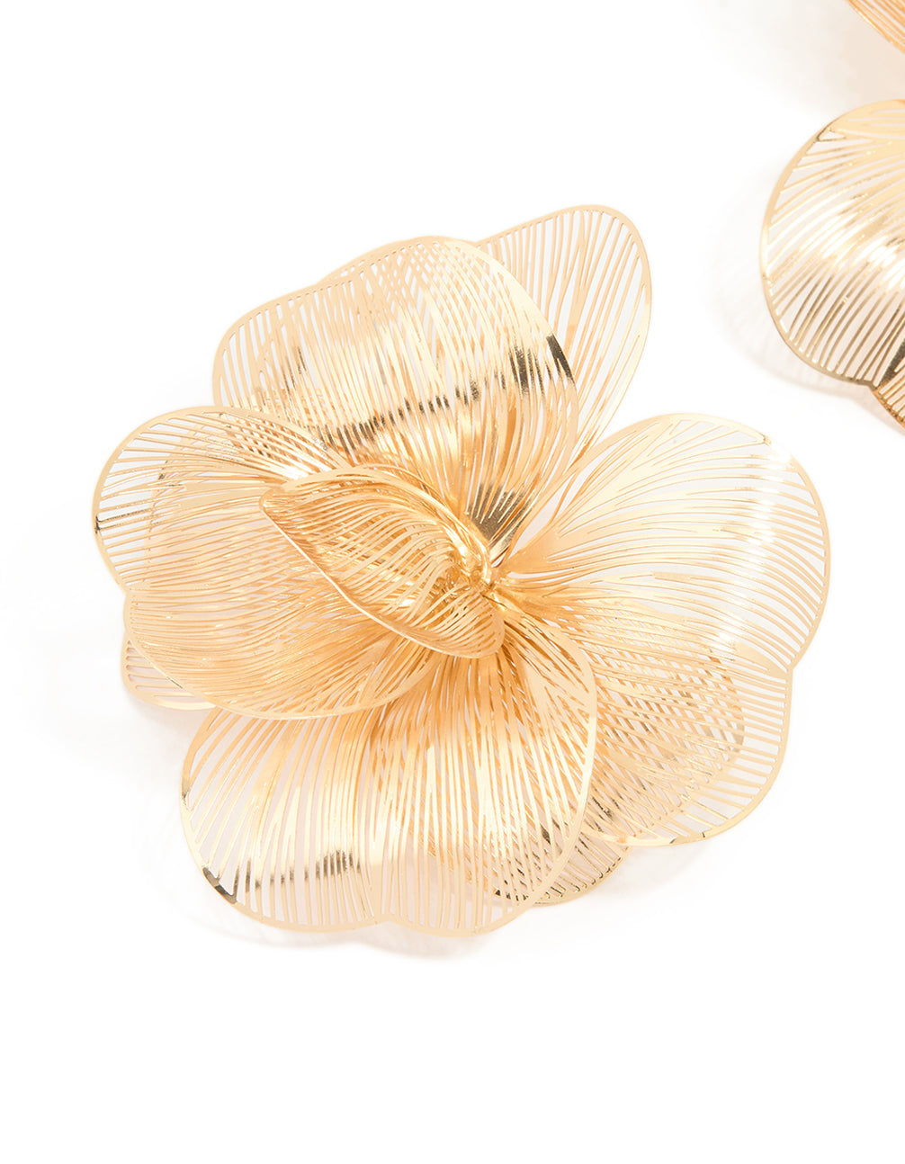 Gold Plated Laser Cut Full Flower Earrings