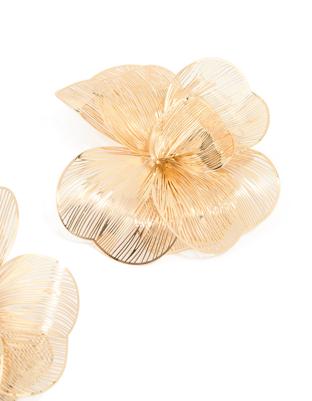 Gold Plated Laser Cut Full Flower Earrings