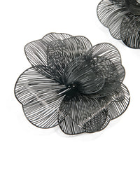 Black Coated Metal Laser Cut Full Flower Earrings - link has visual effect only