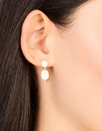 Gold Plated Freshwater Pearl Drop Earrings - link has visual effect only