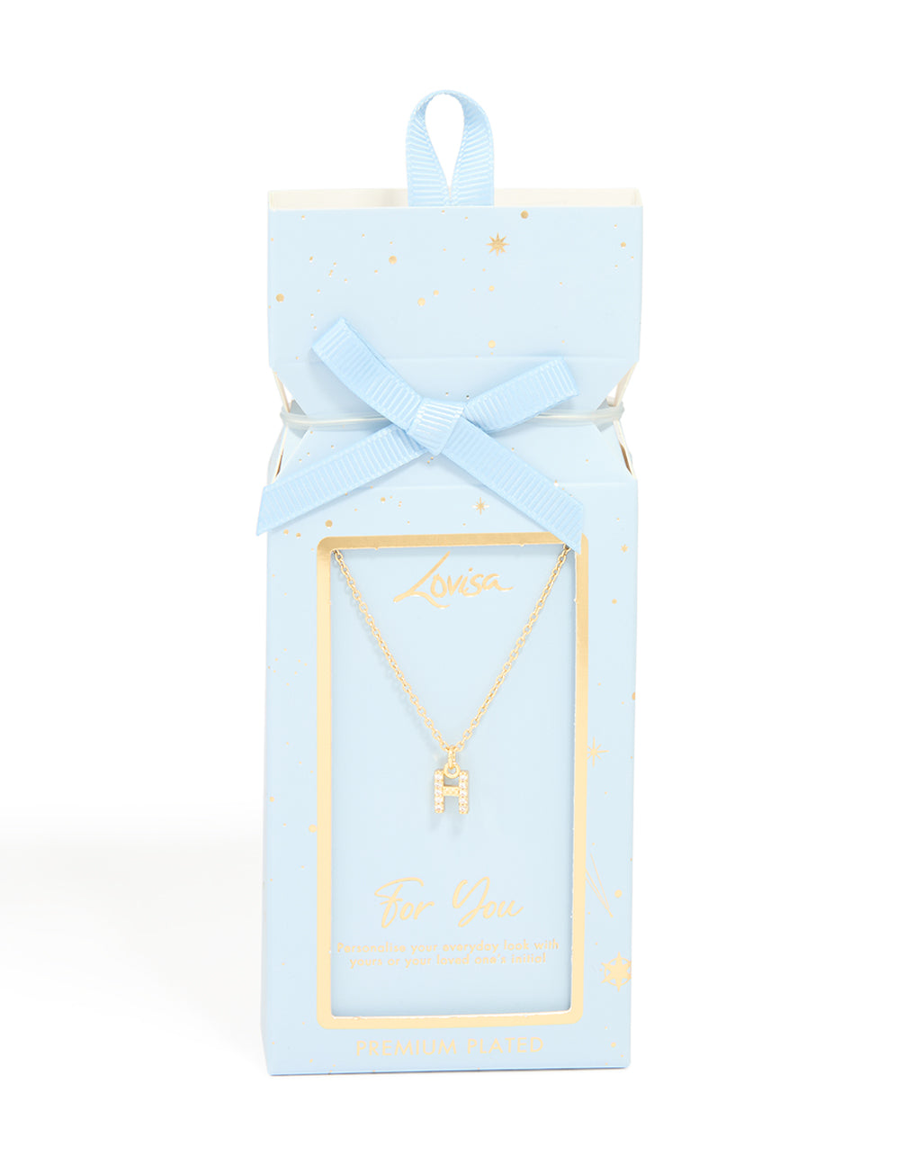Gold Plated Cubic Zirconia Letter H Necklace