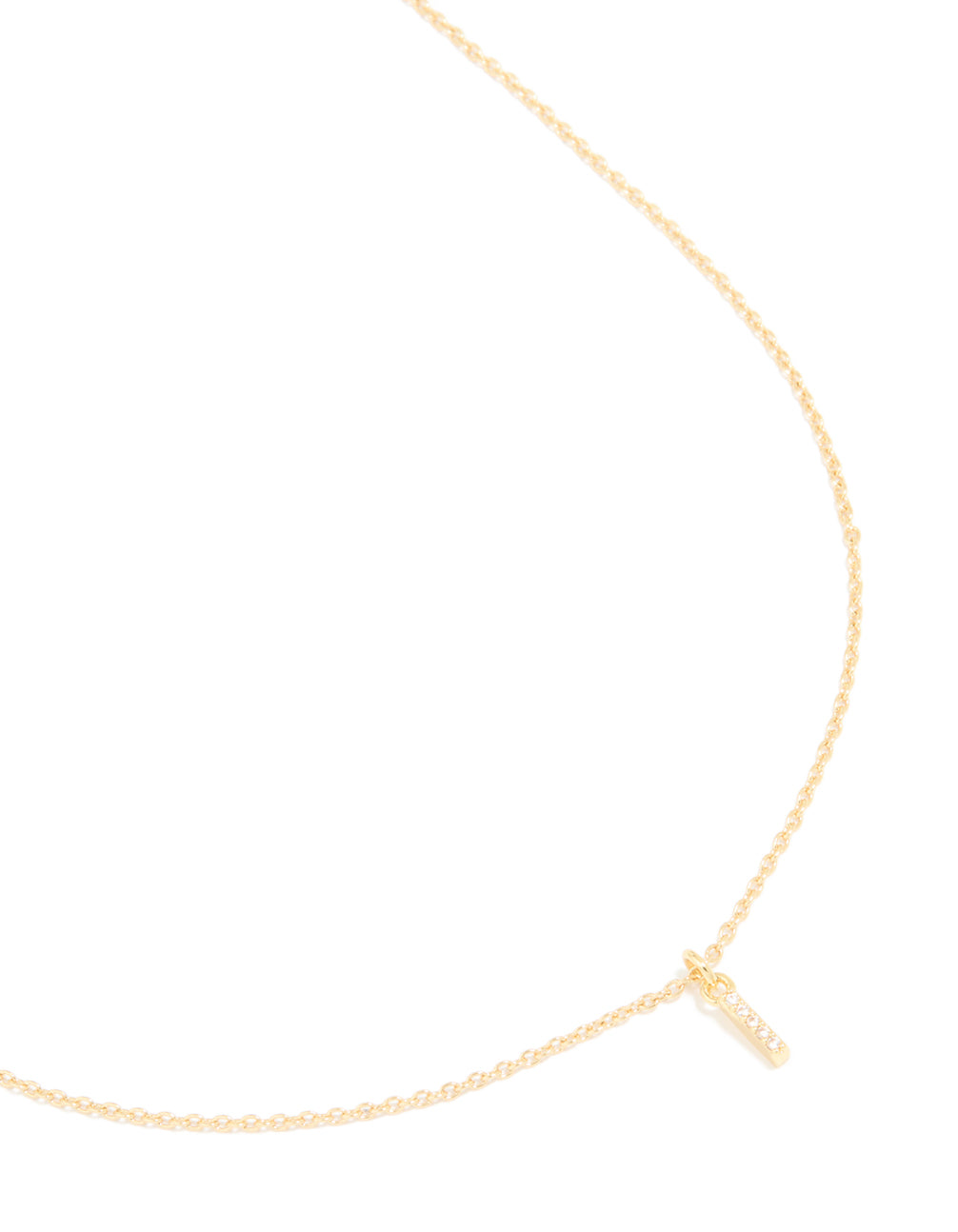 Gold Plated Brass Cubic Zirconia Letter I Necklace
