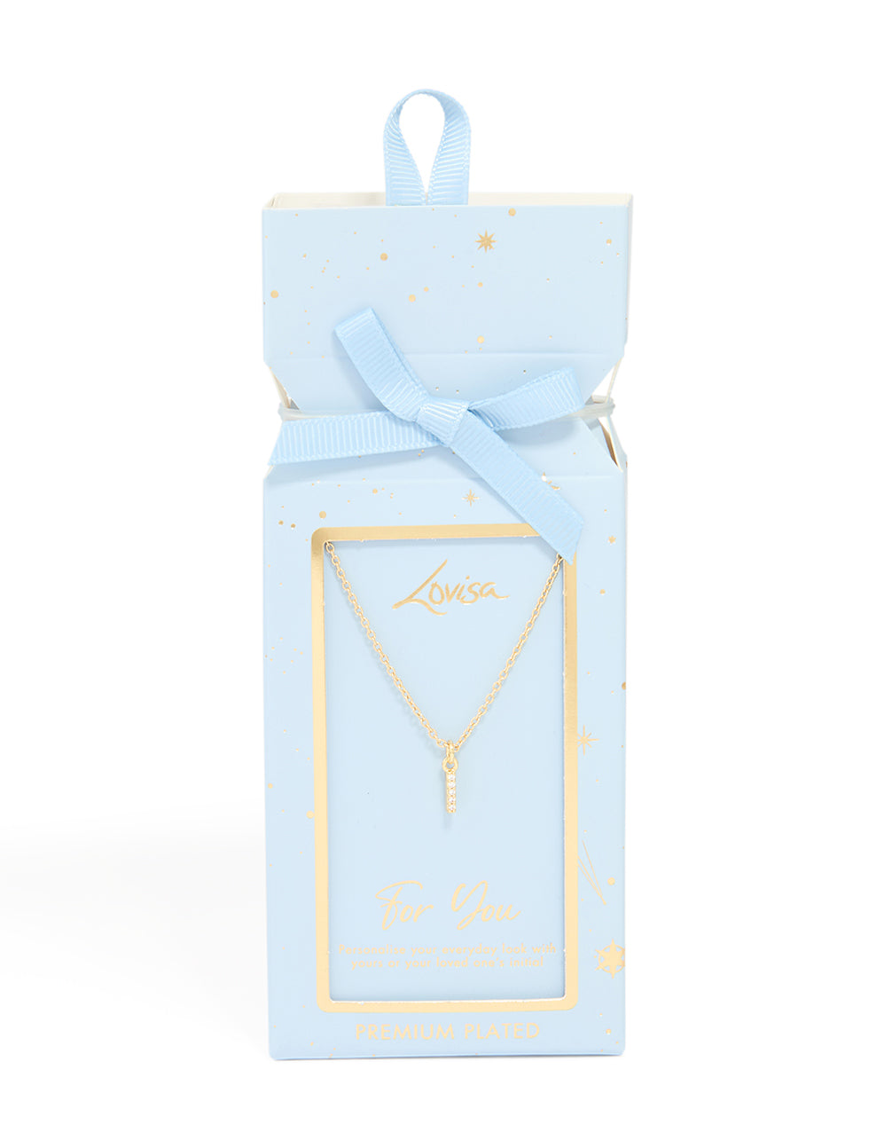 Gold Plated Brass Cubic Zirconia Letter I Necklace