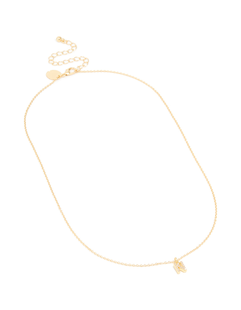 Gold Plated Cubic Zirconia Letter N Necklace