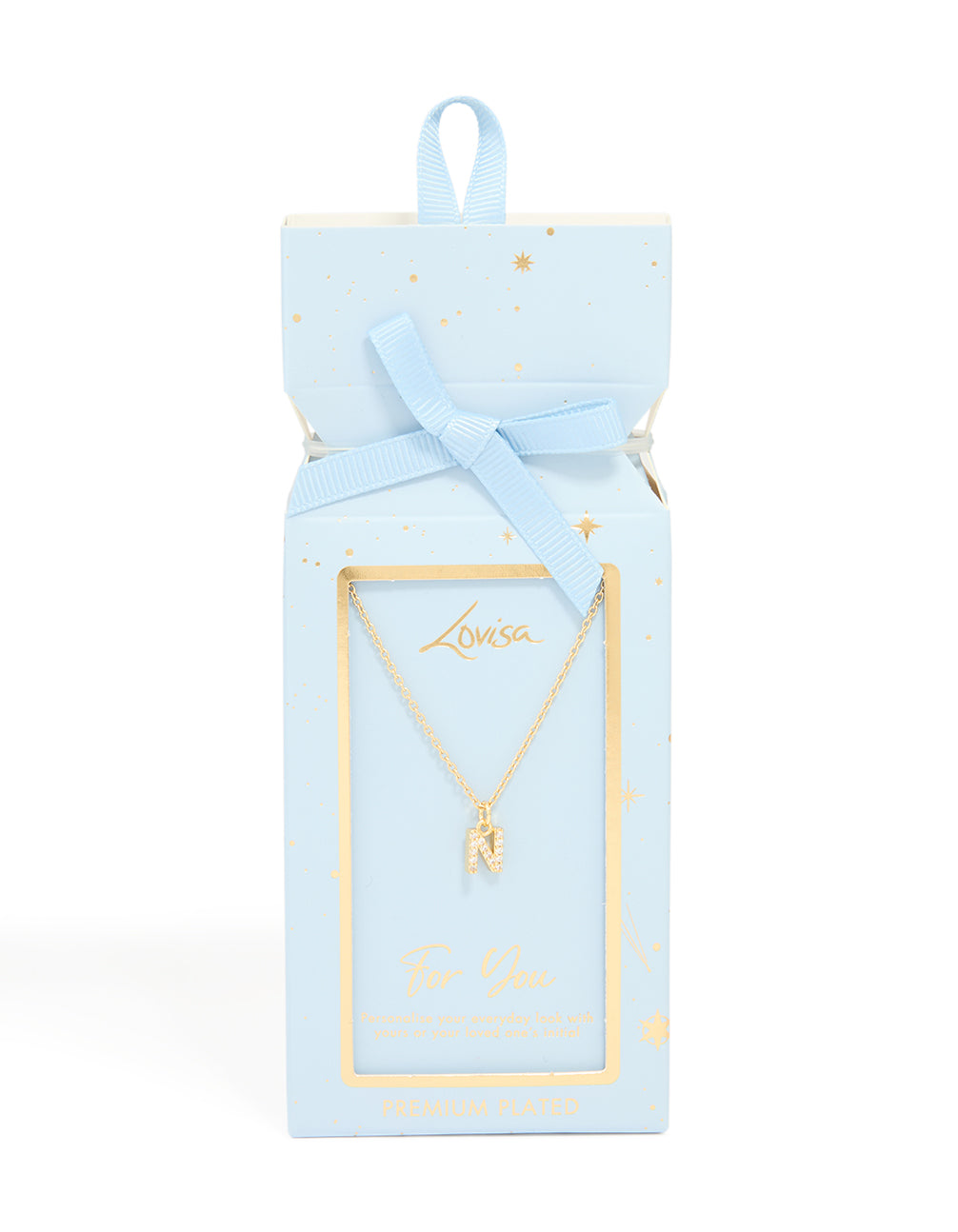 Gold Plated Cubic Zirconia Letter N Necklace