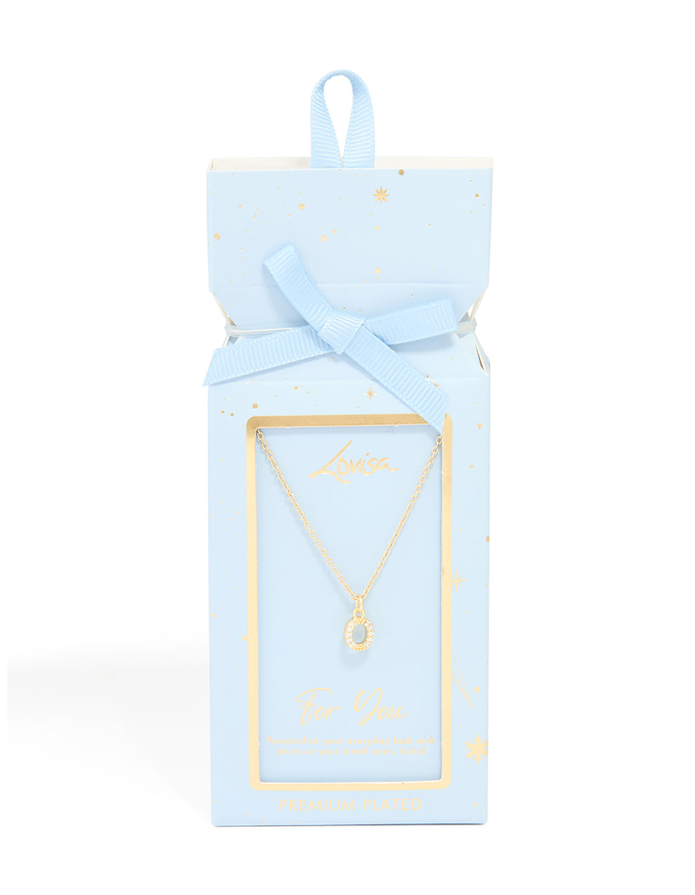 Gold Plated Brass Cubic Zirconia Letter O Necklace