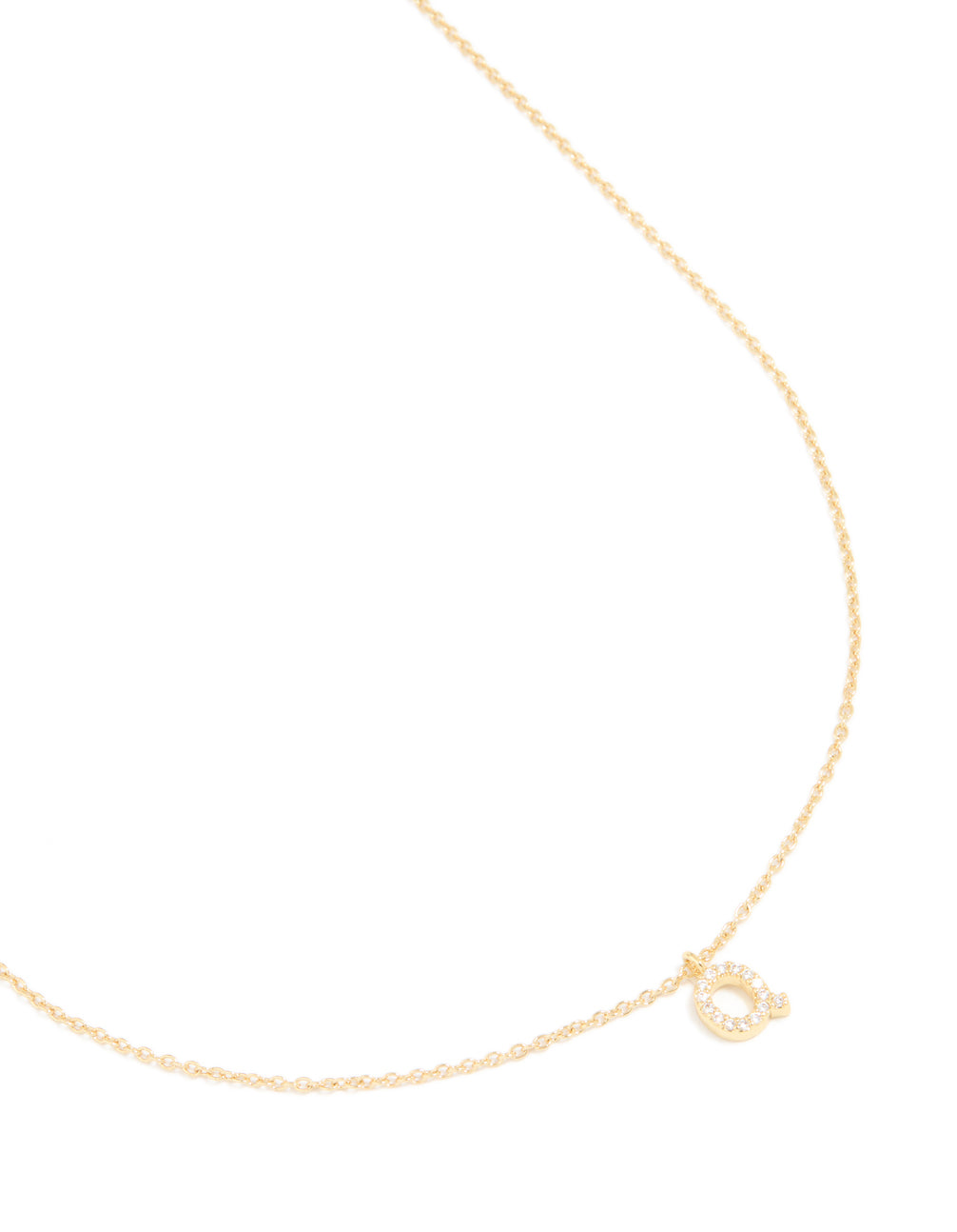 Gold Plated Brass Cubic Zirconia Letter Q Necklace