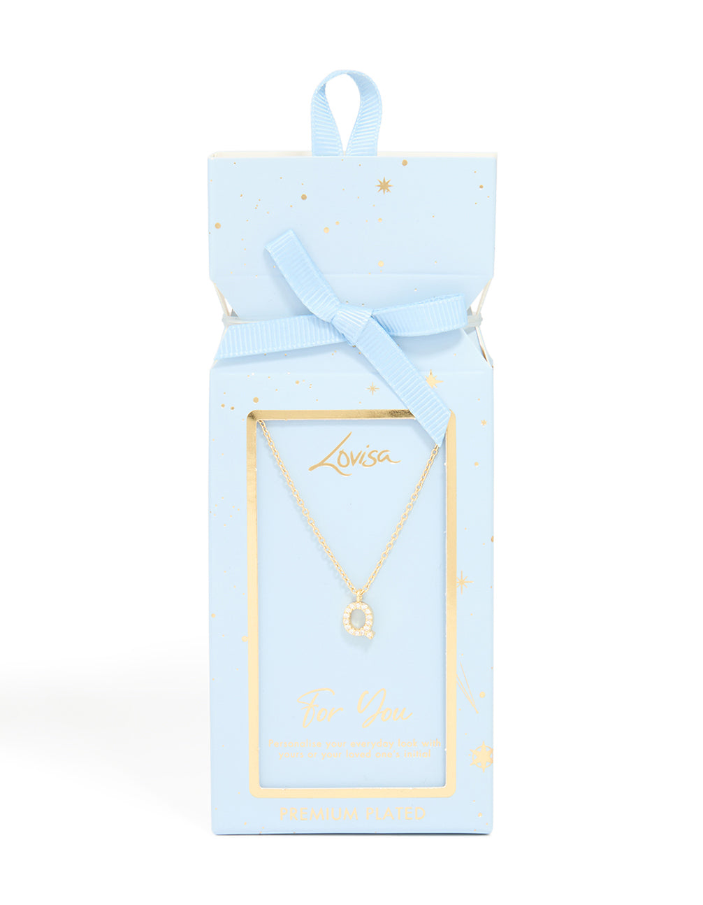 Gold Plated Brass Cubic Zirconia Letter Q Necklace