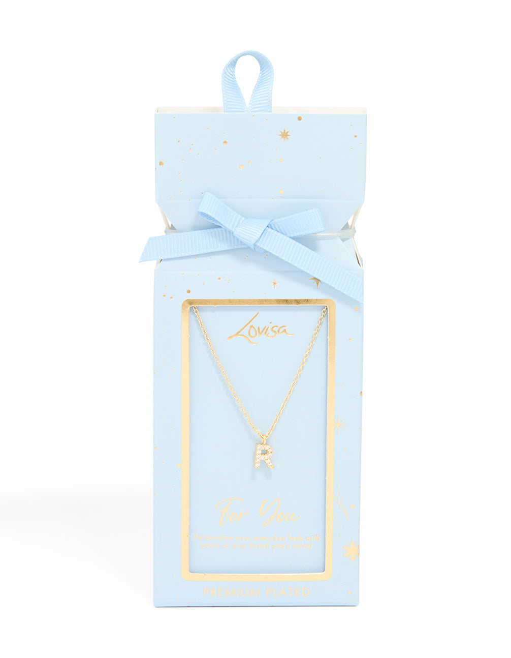 Gold Plated Brass Cubic Zirconia Letter R Necklace