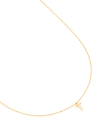 Gold Plated Brass Cubic Zirconia Letter T Necklace - link has visual effect only