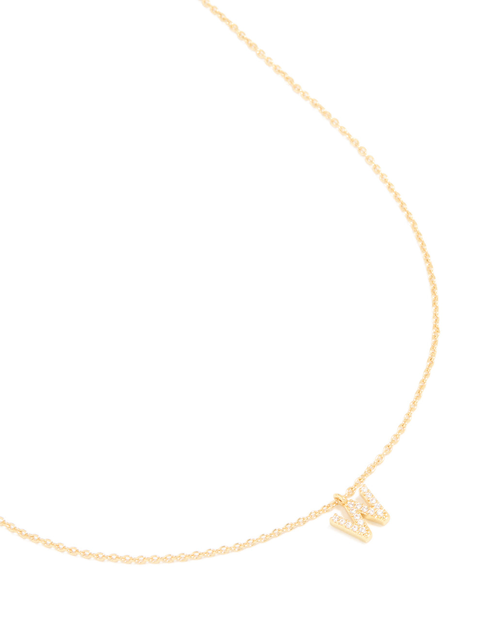 Gold Plated Cubic Zirconia Letter W Necklace