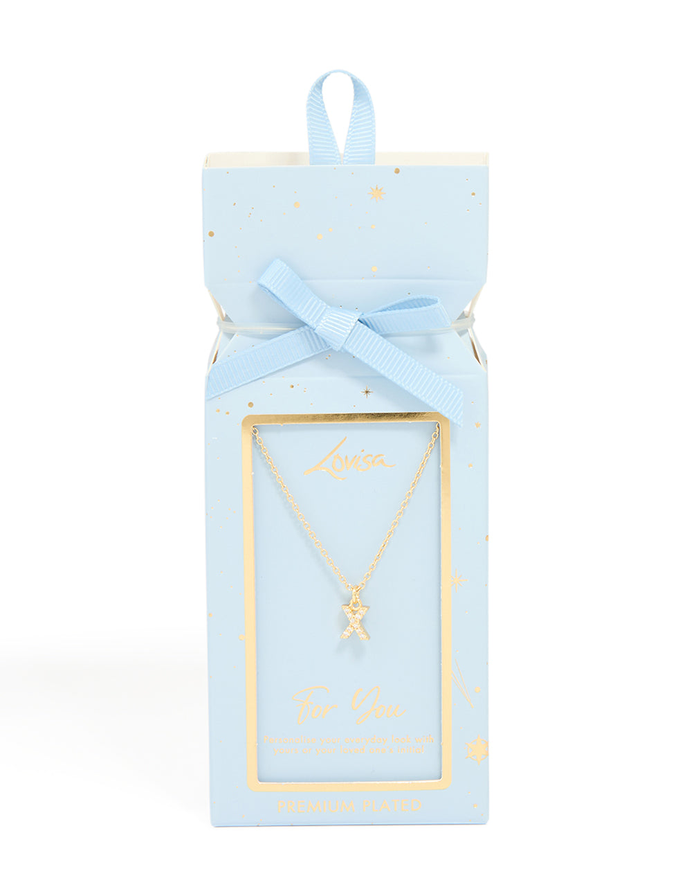 Gold Plated Brass Cubic Zirconia Letter X Pendant Necklace