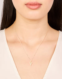 Gold Plated Brass Cubic Zirconia Letter Y Necklace - link has visual effect only